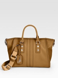 A classic top-handle bag of luxe pebbled leather, finished with a removable canvas shoulder strap and contrast trim stitching. Double top handles, 4½ dropAdjustable detachable shoulder strap, 11½-19 dropTop zip closureProtective metal feetOne inside zip pocketTwo inside open pocketsCotton lining14½W X 11½H X 3½DImported A classic top-handle bag of luxe pebbled leather, finished with a removable canvas shoulder strap and contrast trim stitching. Double top handles, 4½ dropAdjustable detachable shoulder strap, 11½-19 dropTop zip closureProtective metal feetOne inside zip pocketTwo inside open pocketsCotton lining14½W X 11½H X 3½DImported