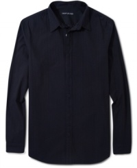 With thin stripes and a flattering fit, this DKNY button down is sure to become your new go-to shirt. With thin stripes and a flattering fit, this DKNY button down is sure to become your new go-to shirt.