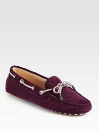 Superior craftsmanship meets classic style in this suede design topped with luminous metallic leather laces. Suede upper with metallic leather lacesLeather liningRubber solePadded insoleMade in Italy Superior craftsmanship meets classic style in this suede design topped with luminous metallic leather laces. Suede upper with metallic leather lacesLeather liningRubber solePadded insoleMade in Italy