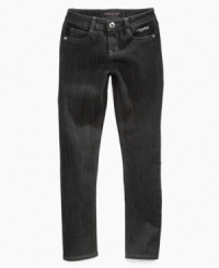 With a touch of spandex, you know these jeans by Baby Phat will be comfortable. And she can easily mix and match it with everything. With a touch of spandex, you know these jeans by Baby Phat will be comfortable. And she can easily mix and match it with everything.