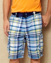 Change your normal cargo pattern with these big plaid shorts from Nautica. Change your normal cargo pattern with these big plaid shorts from Nautica.