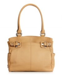 A refined take on the classic tote. The Ellie tote from Tignanello features shiny silver-tone hardware, easy access side pockets and chic buckle detailing at front. A refined take on the classic tote. The Ellie tote from Tignanello features shiny silver-tone hardware, easy access side pockets and chic buckle detailing at front.