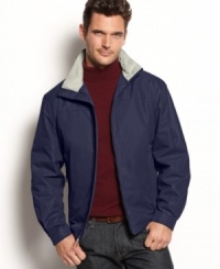 Top layer. This jacket from London Fog is the perfect lightweight cover for those in-between days. Top layer. This jacket from London Fog is the perfect lightweight cover for those in-between days.