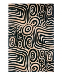 As elegant as it is exotic, this design evokes imagery of a sun swept African safari. In fact, this rug draws its inspiration from the most important art movements of the 20th-century. Both classically beautiful and decidedly modern, hints of 1910's Vienna Secession, 1930's Art Deco and 1950's Abstract Expressionism can be found in this rug's wild swirling lines of black and off-white. Meticulously hand-tufted and hand-carved of pure wool. As elegant as it is exotic, this design evokes imagery of a sun swept African safari. In fact, this rug draws its inspiration from the most important art movements of the 20th-century. Both classically beautiful and decidedly modern, hints of 1910's Vienna Secession, 1930's Art Deco and 1950's Abstract Expressionism can be found in this rug's wild swirling lines of black and off-white. Meticulously hand-tufted and hand-carved of pure wool.