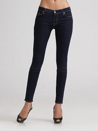 Classic five-pocket skinny-leg style updated with contrast stitching and a super slim-legging fit.THE FITTapered leg opening Rise, about 8 Inseam, about 30THE DETAILSZip fly Five-pocket style Plain back pockets Cotton/spandex; machine wash Made in USA Classic five-pocket skinny-leg style updated with contrast stitching and a super slim-legging fit.THE FITTapered leg opening Rise, about 8 Inseam, about 30THE DETAILSZip fly Five-pocket style Plain back pockets Cotton/spandex; machine wash Made in USA