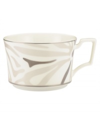 Abstract markings in soft shades of khaki fill in this glazed white china cup for unconventional elegance. From Noritake dinnerware, these dishes have matte platinum bands and an arched, geometric handle that look sharp on casual and formal tables alike. (Clearance) Abstract markings in soft shades of khaki fill in this glazed white china cup for unconventional elegance. From Noritake dinnerware, these dishes have matte platinum bands and an arched, geometric handle that look sharp on casual and formal tables alike. (Clearance)