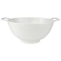 This 6-inch wide colander from Zak Designs Inc. features easy grip handles for rinsing and draining and a stable raised bottom. It is made of melamine and is resistant to acids, alkali, and stains. Dishwasher-safe. This 6-inch wide colander from Zak Designs Inc. features easy grip handles for rinsing and draining and a stable raised bottom. It is made of melamine and is resistant to acids, alkali, and stains. Dishwasher-safe.