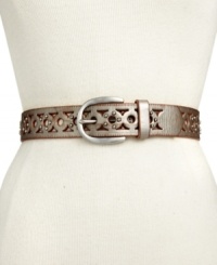 With captivating circle cut-outs accented with stud detail, this vintage-inspired belt from Fossil adds a flourish to your everyday attire.