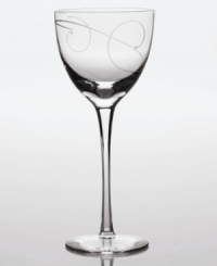 Fluid scrolls glide freely around this crystal wine glass from Noritake. Easy to match with any decor, the fresh and whimsical Eternal Wave collection is a timeless look for fine dining or luxurious everyday meals. Coordinates with Platinum Wave dinnerware. Fluid scrolls glide freely around this crystal wine glass from Noritake. Easy to match with any decor, the fresh and whimsical Eternal Wave collection is a timeless look for fine dining or luxurious everyday meals. Coordinates with Platinum Wave dinnerware.