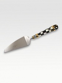 A beautifully handcrafted stainless steel server with a ceramic handle in a checkerboard juxtaposition of ivory and onyx with gold luster. A stunning kitchen classic is fired three times for added strength to last a lifetime. Arrives in a satin-lined box Hand-painted and -glazed 12 long Hand wash Made in USA A beautifully handcrafted stainless steel server with a ceramic handle in a checkerboard juxtaposition of ivory and onyx with gold luster. A stunning kitchen classic is fired three times for added strength to last a lifetime. Arrives in a satin-lined box Hand-painted and -glazed 12 long Hand wash Made in USA