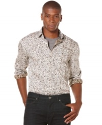Don't stuck in a solid shirt rut, get this Perry Ellis floral button down and add some prints to your professional look. Don't stuck in a solid shirt rut, get this Perry Ellis floral button down and add some prints to your professional look.
