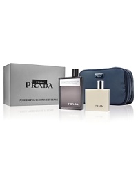 A captivating scent for men, Amber Pour Homme Eau de Parfum Intense re-awakens the core elegance of the original Prada Man Pour Homme. From within the layered depths of the original the finest and most uncompromised expression of amber for men is revealed.Set includes: 3.4oz EDT Spray 3.4oz After Shave Balm Signature Pouch A captivating scent for men, Amber Pour Homme Eau de Parfum Intense re-awakens the core elegance of the original Prada Man Pour Homme. From within the layered depths of the original the finest and most uncompromised expression of amber for men is revealed.Set includes: 3.4oz EDT Spray 3.4oz After Shave Balm Signature Pouch