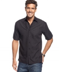 A touch of embroidery adds refined appeal to this handsome shirt from Cubavera. A touch of embroidery adds refined appeal to this handsome shirt from Cubavera.