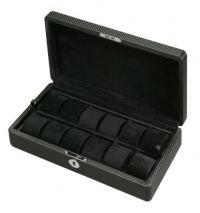 Diplomat 31-448 Carbon Fiber Twelve Watch Case with Black Suede Interior Watch Case Diplomat 31-448 Carbon Fiber Twelve Watch Case with Black Suede Interior Watch Case