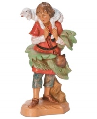 A key addition to your Nativity scene, the Shepherd Gabriel is beautifully detailed with a sweet lamb upon his shoulders in this figurine. A key addition to your Nativity scene, the Shepherd Gabriel is beautifully detailed with a sweet lamb upon his shoulders in this figurine.