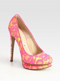 Classic leather platform design with a vibrant lace overlay and ultra-high heel. Self-covered heel, 5 (125mm)Island platform, 1 (25mm)Compares to a 4 heel (100mm)Leather and lace upperLeather lining and solePadded insoleMade in ItalyOUR FIT MODEL RECOMMENDS ordering one half size up as this style runs small. Classic leather platform design with a vibrant lace overlay and ultra-high heel. Self-covered heel, 5 (125mm)Island platform, 1 (25mm)Compares to a 4 heel (100mm)Leather and lace upperLeather lining and solePadded insoleMade in ItalyOUR FIT MODEL RECOMMENDS ordering one half size up as this style runs small.