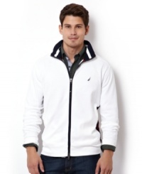 Layer up this season with some preppy polish in this full-zip sweatshirt from Nautica. Layer up this season with some preppy polish in this full-zip sweatshirt from Nautica.