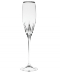 Turn formal affairs into true celebrations with the Duchesse flute from Vera Wang. The renowned bridal designer marries a tapered bowl and blazing starburst cut with a beautifully flared stem. Radiant crystal is topped off with a smooth band of polished platinum. Turn formal affairs into true celebrations with the Duchesse flute from Vera Wang. The renowned bridal designer marries a tapered bowl and blazing starburst cut with a beautifully flared stem. Radiant crystal is topped off with a smooth band of polished platinum.