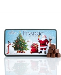 A gift that's as sweet as the season. Frango's famous milk mint chocolate -- a favorite for generations -- comes ready for giving in a collectible tin illustrated with a festive holiday scene. A gift that's as sweet as the season. Frango's famous milk mint chocolate -- a favorite for generations -- comes ready for giving in a collectible tin illustrated with a festive holiday scene.
