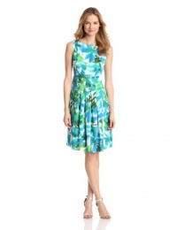 Jones New York Women's Petite Sleeveless Pleated Boat Neck Dress Jones New York Women's Petite Sleeveless Pleated Boat Neck Dress