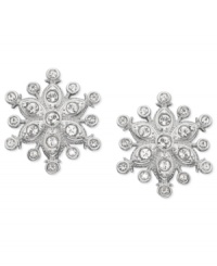 With a winter-inspired motif, Swarovski's pair of pierced earrings is ideal for the cold months. It sparkles in clear crystal pavé and delicately crafted, rhodium-plated metal. Fancy pear-shaped crystals add a touch of classic elegance. Approximate diameter: 3/5 inch. With a winter-inspired motif, Swarovski's pair of pierced earrings is ideal for the cold months. It sparkles in clear crystal pavé and delicately crafted, rhodium-plated metal. Fancy pear-shaped crystals add a touch of classic elegance. Approximate diameter: 3/5 inch.