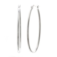 CleverSilver .925 Sterling Silver 3.75 grams Designer Polished Oblong Oval Hoop Earrings - French Lock - 49.00mm x 17.00mm CleverSilver .925 Sterling Silver 3.75 grams Designer Polished Oblong Oval Hoop Earrings - French Lock - 49.00mm x 17.00mm