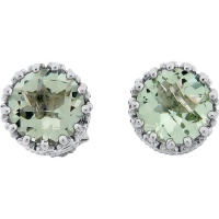 Meredith Leigh Sterling Silver Crown-set Green Amethyst Stud Earrings Meredith Leigh Sterling Silver Crown-set Green Amethyst Stud Earrings