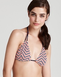 Give your sun style a preppy twist with this triangle bikini top from Shoshanna. In a classic chevron print, this piece lives for trips to Nantucket.