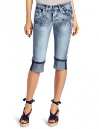 YMI Juniors Thick Stitch Crop Jean, Ocean Blue, 7 YMI Juniors Thick Stitch Crop Jean, Ocean Blue, 7
