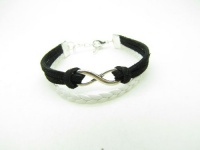 Black Braided Rope and White Braided Leather Steampunk Bracelet Antique Silver Karma Bracelet,infinity Wish Bracelet Adjustable Bracelet 1194r Black Braided Rope and White Braided Leather Steampunk Bracelet Antique Silver Karma Bracelet,infinity Wish Bracelet Adjustable Bracelet 1194r