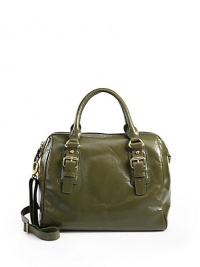THE LOOKRectangle silhouetteDouble top handlesRemovable, adjustable shoulder strapTop zip closureCrinkle patent leather designGoldtone hardware Seam detailsProtective metal feetOne inside zip pocketTwo inside open pocketsTHE FITDouble top handles, 4 dropRemovable, adjustable shoulder strap, 11-22 drop11½W X 7H X 8DTHE MATERIALPatent leatherCotton logo liningORIGINImported THE LOOKRectangle silhouetteDouble top handlesRemovable, adjustable shoulder strapTop zip closureCrinkle patent leather designGoldtone hardware Seam detailsProtective metal feetOne inside zip pocketTwo inside open pocketsTHE FITDouble top handles, 4 dropRemovable, adjustable shoulder strap, 11-22 drop11½W X 7H X 8DTHE MATERIALPatent leatherCotton logo liningORIGINImported