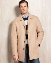 Show off your dapper side with this handsome wool-blend coat from Calvin Klein. Show off your dapper side with this handsome wool-blend coat from Calvin Klein.