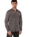 Affliction Bishop Woven Long Sleeve Button-Up Shirt - Gray (Large)