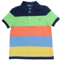 Polo Ralph Lauren Boys Striped Mesh Big Pony Logo Polo Shirt - 2/2T Polo Ralph Lauren Boys Striped Mesh Big Pony Logo Polo Shirt - 2/2T