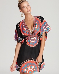For the best in sand and swim, flaunt your style in this glamorous Trina Turk coverup tunic. A graphic print enlivens while a cinched empire waist flatters. For the best in sand and swim, flaunt your style in this glamorous Trina Turk coverup tunic. A graphic print enlivens while a cinched empire waist flatters.