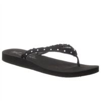 Marc Fisher Women's Fluff Thong Sandals in Black Satin Marc Fisher Women's Fluff Thong Sandals in Black Satin