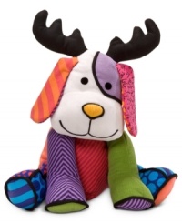 A modern take on the traditional Christmas reindeer, this musical plush toy features the bold colors and patterns of acclaimed Brazilian artist Romero Britto. A modern take on the traditional Christmas reindeer, this musical plush toy features the bold colors and patterns of acclaimed Brazilian artist Romero Britto.
