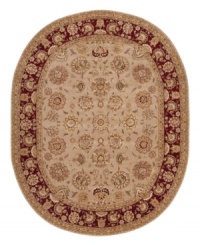 A deep maroon border offers a refreshing pop of color on this sophisticated area rug. Meticulously handcrafted with soft wool pile, and highlighted with lustrous silk accents, this elegant addition to the Nourison 2000 collection lends a fashionable look to both casual and refined spaces. A deep maroon border offers a refreshing pop of color on this sophisticated area rug. Meticulously handcrafted with soft wool pile, and highlighted with lustrous silk accents, this elegant addition to the Nourison 2000 collection lends a fashionable look to both casual and refined spaces.