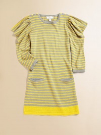 Chic puffed shoulders adorn this bright knit dress, complete with patch pockets and contrasting shoulder buttons.CrewneckLong puffed sleevesShoulder buttonsRib-knit crewneck, cuffs and hemTwo front patch pockets55% cotton/45% linenMachine washImported Chic puffed shoulders adorn this bright knit dress, complete with patch pockets and contrasting shoulder buttons.CrewneckLong puffed sleevesShoulder buttonsRib-knit crewneck, cuffs and hemTwo front patch pockets55% cotton/45% linenMachine washImported
