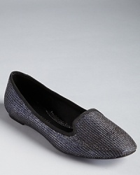 These glitzy Rebecca Minkoff smoking flats shift from blue to gold with every step--pair them with skinny black jeans for a lé smoking look. These glitzy Rebecca Minkoff smoking flats shift from blue to gold with every step--pair them with skinny black jeans for a lé smoking look.