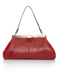 This sweet satchel showcases bold metal detailing for the perfect combination of tough and tender. Adorned with heavy stitching and an embossed floret, this stand-out style will make heads turn. This sweet satchel showcases bold metal detailing for the perfect combination of tough and tender. Adorned with heavy stitching and an embossed floret, this stand-out style will make heads turn.
