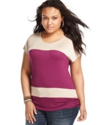 Punch-up your trusty jeans with this top from ING: a colorblock tee that'll get you through the season in trend-forward style! Punch-up your trusty jeans with this top from ING: a colorblock tee that'll get you through the season in trend-forward style!