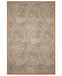 Made for easy living, this Tommy Bahama Decker collection rug offers the right mix of relaxed style and durability. Woven of UV-stabilized polypropylene, the exotic, floral-printed rug shares the look and feel of natural fibers--without the demanding care. Simply hose off for quick cleaning.