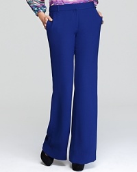 Cool in cobalt, Shoshanna's statement-making wide leg Shanley pants lend a dressed up look for summer--pair them with a printed secretary blouse for polished perfection. Cool in cobalt, Shoshanna's statement-making wide leg Shanley pants lend a dressed up look for summer--pair them with a printed secretary blouse for polished perfection.