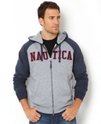 Look good in your hood with this full-zip hoodie from Nautica. Look good in your hood with this full-zip hoodie from Nautica.
