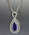B. Brilliant Necklace, 18 Sterling Silver & Blue Tanzanite Cubic Zirconia Pendant Necklace