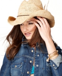 Hop along in this summer chic cowboy hat from Nine West. Crafted with with 100% raffia, for a warm weather look you'll don again and again. Hop along in this summer chic cowboy hat from Nine West. Crafted with with 100% raffia, for a warm weather look you'll don again and again.