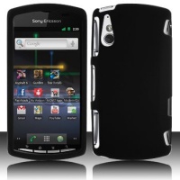 Black Hard Plastic Rubberized Case Cover for Sony Ericsson Xperia Play