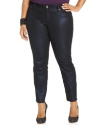Sparkle this season with Seven7 Jeans' plus size skinny jeans, featuring a metallic wash-- pair them with all your new tops! Sparkle this season with Seven7 Jeans' plus size skinny jeans, featuring a metallic wash-- pair them with all your new tops!