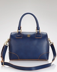 Tory Burch takes on-the-go accessorizing in an uptown direction with this leather satchel, boasting a day-right look and room for all the essentials. Tory Burch takes on-the-go accessorizing in an uptown direction with this leather satchel, boasting a day-right look and room for all the essentials.